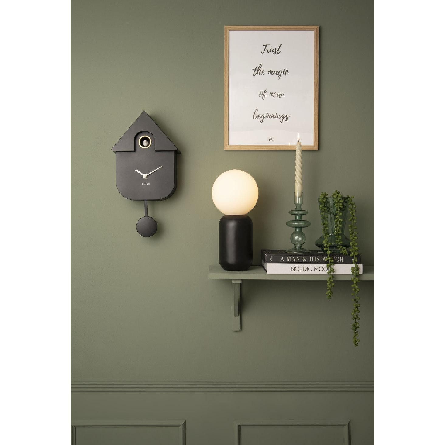 Karlsson Uhr Kuckucksuhr Wall Clock Modern Cuckoo Schwarz (41cm) – Bild 5 von 5