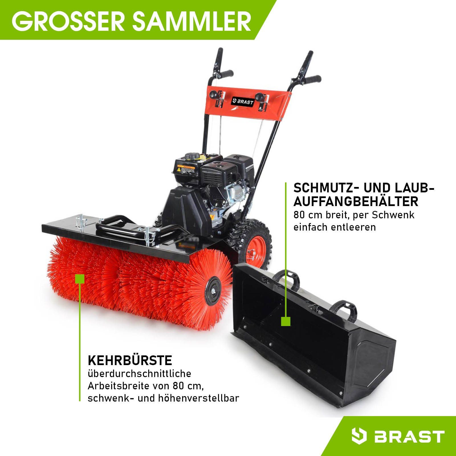 BRAST Benzin-Kehrmaschine 4-Takt Markenmotor, wechselbare Aufsätze, 5 Modelle, (inkl. Kehrbürste Laubsammler)