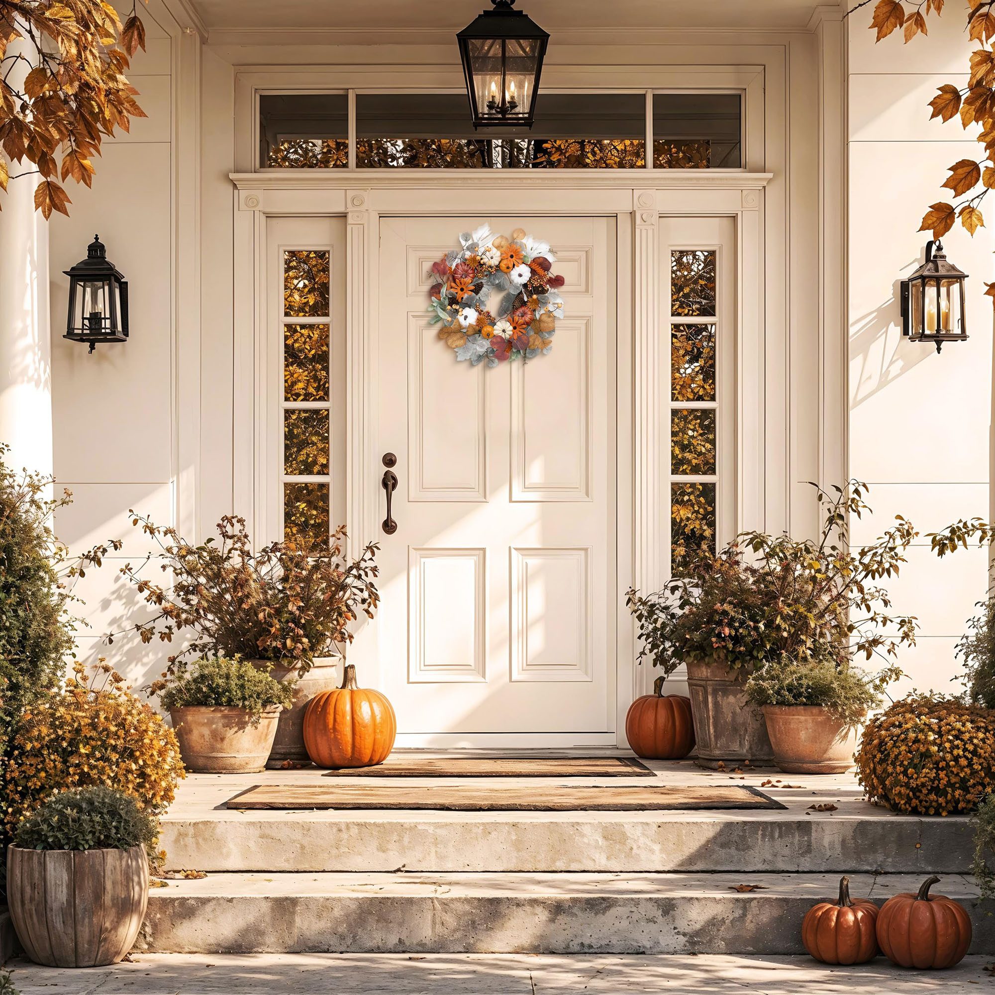 Diwzbyn Dekokranz 45cm Herbst-Beerenkranz, Herbstlicher Türkranz, geeignet für Haustüren, Veranden und Thanksgiving-Erntedekoration – Bild 5 von 5