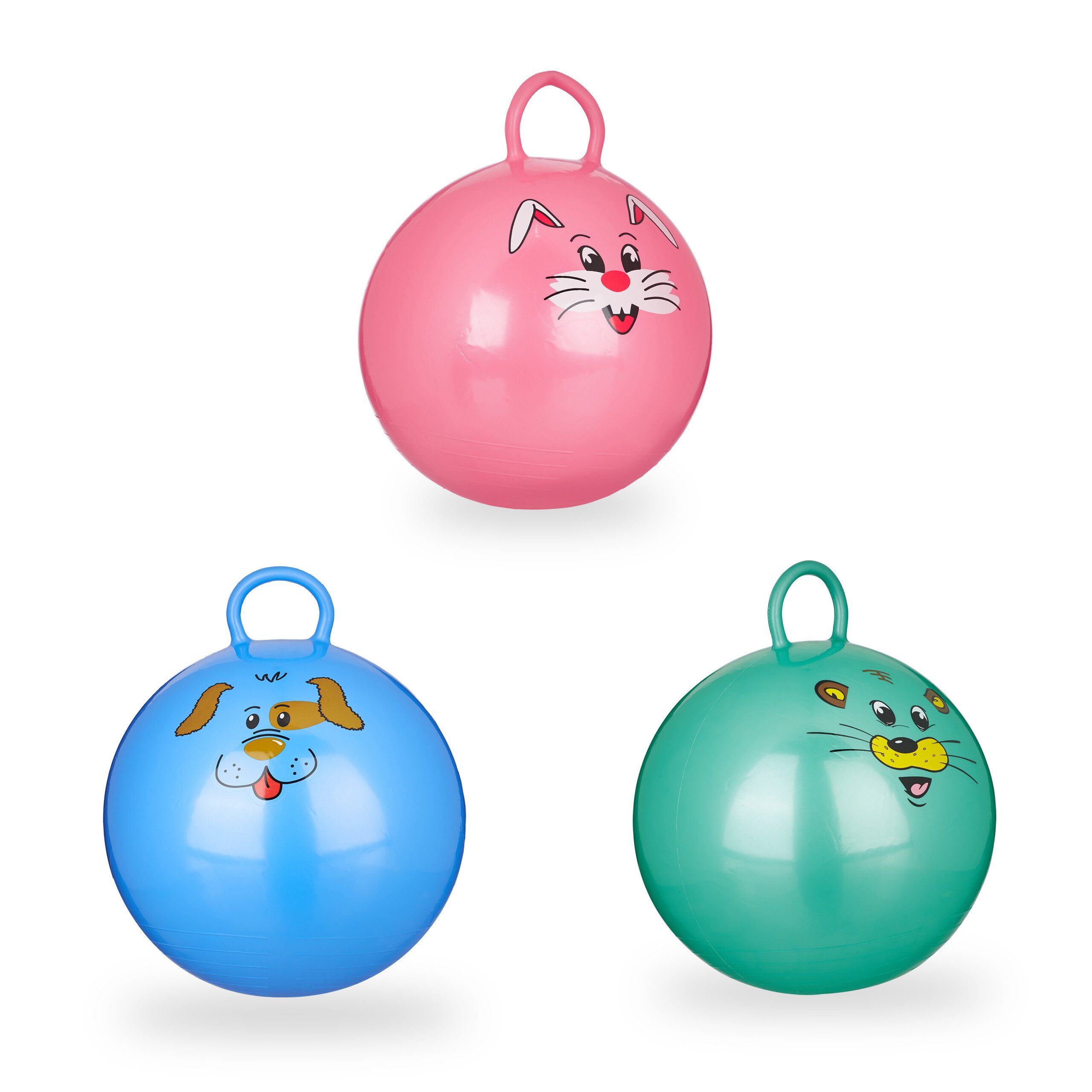 relaxdays Hüpfball 3er Set Hüpfball Kinder