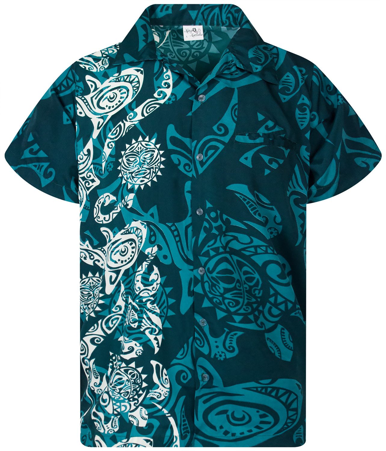 King Kameha Hawaiihemd Maori Wedding Funky Hawaii-Hemd Herren Kurzarm Front-Tasche Unisex