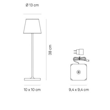 Zafferano LED Tischleuchte LED Akku Tischleuchte Poldina Lido in Weiß und Gelb 2,2W 200lm IP65, keine Angabe, Leuchtmittel enthalten: Ja, fest verbaut, LED, warmweiss, Tischleuchte, Nachttischlampe, Tischlampe