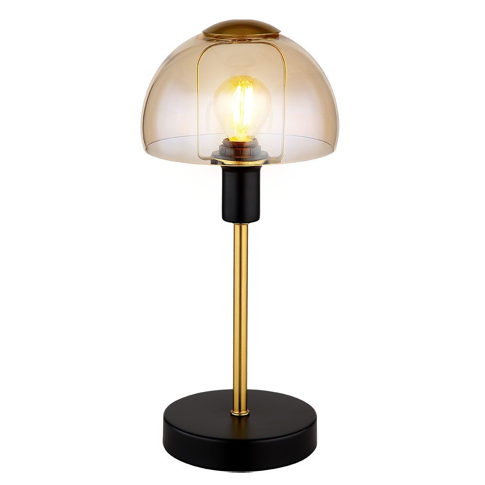 GLOBO LIGHTING LED Tischleuchte, Leuchtmittel inklusive, Warmweiß, Tischlampe Tischleuchte Nachttischlampe Pilz Design schwarz gold 32 cm