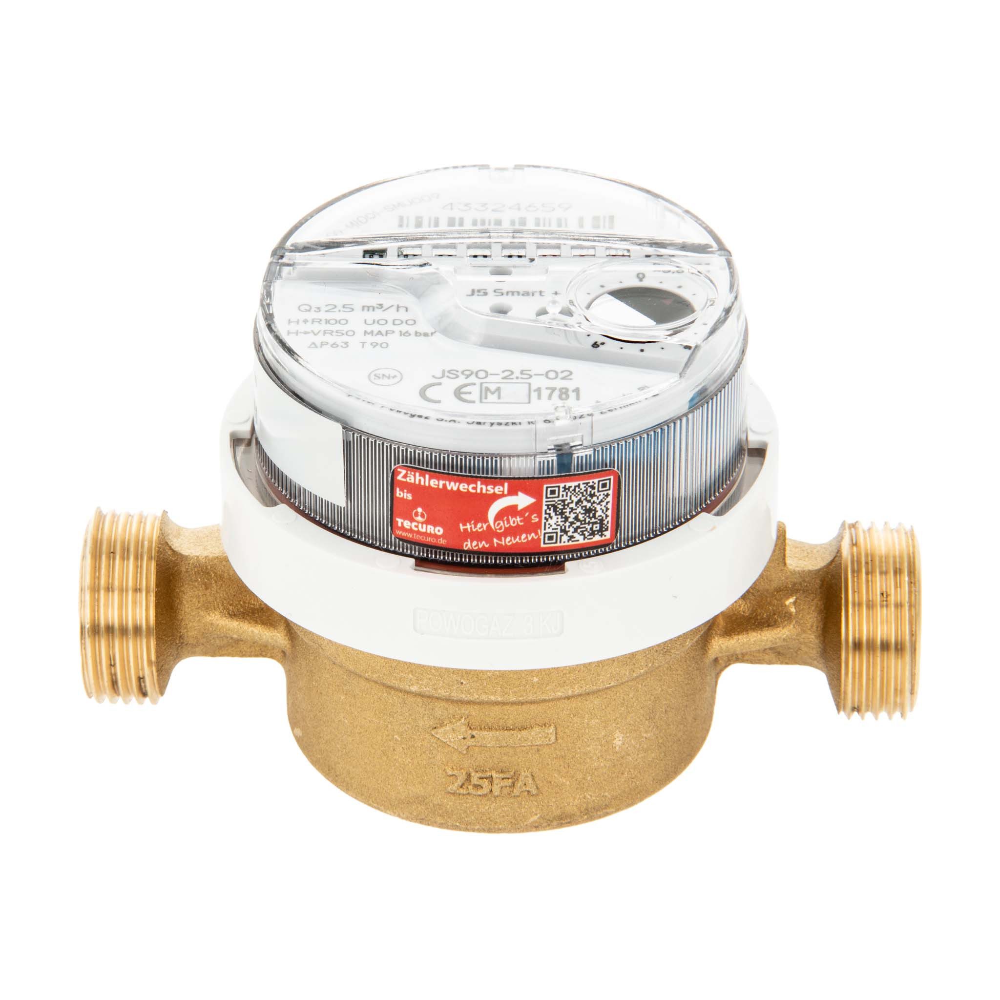 tecuro Wasserzähler Wohnungs - Wasserzähler mit Baulänge 110 mm / 130 mm, DVGW, (inkl. Dichtung)