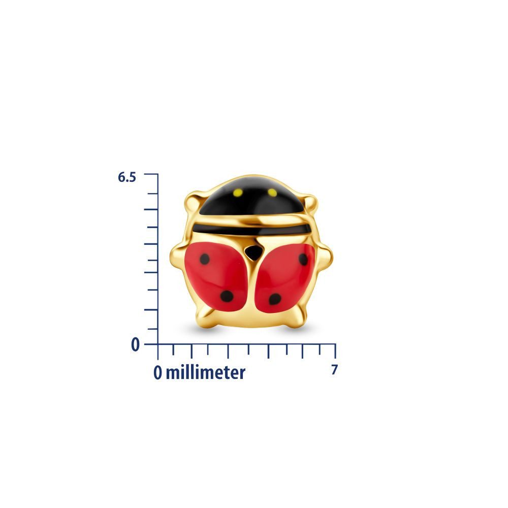 Miore Paar Ohrstecker MBC924E für Kinder aus 9K (375) Gelbgold - Marienkäfer 7 x 6,5 mm, - Made in Italy