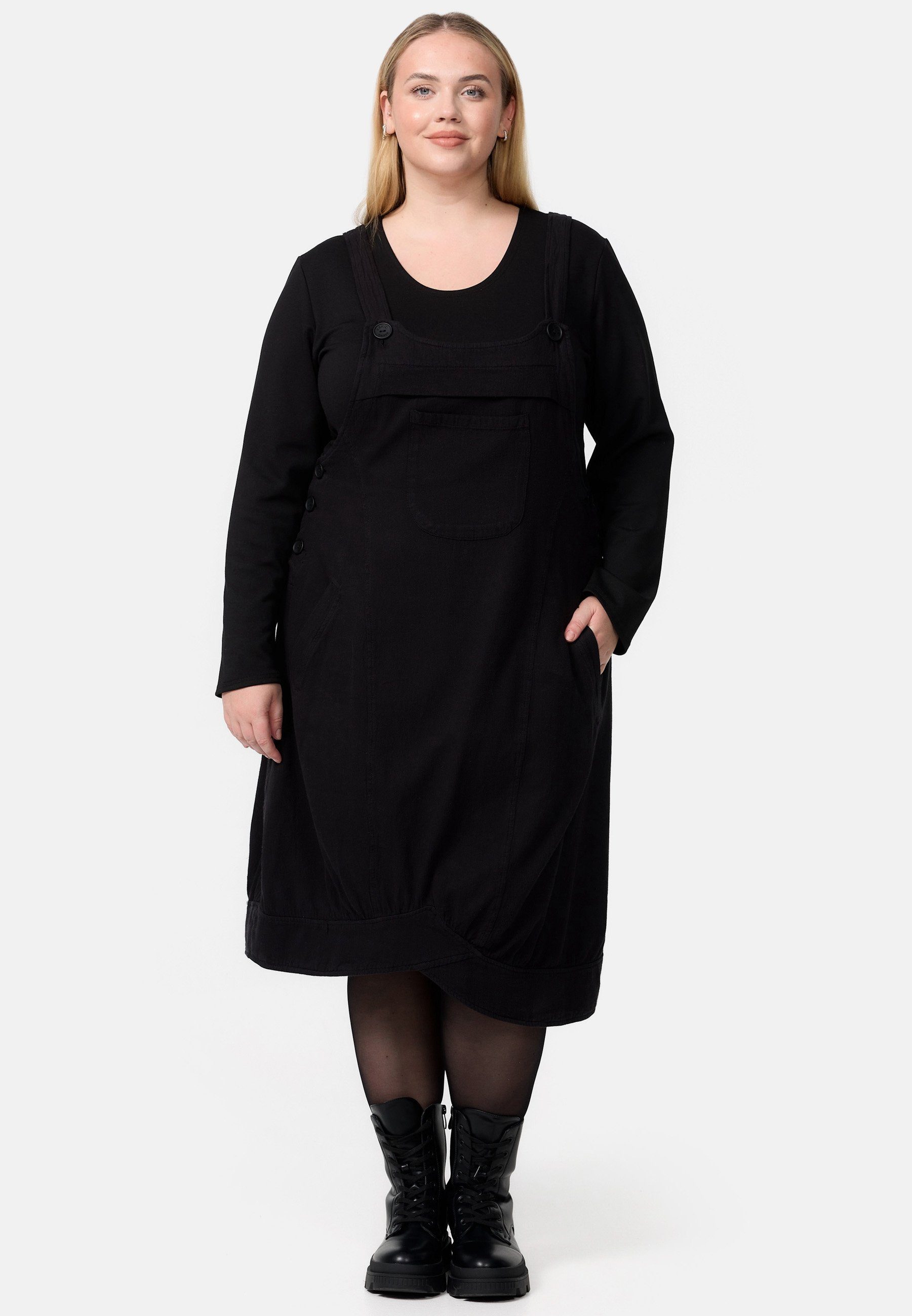 Kekoo A-Linien-Kleid Cord-Latzkleid aus 100% Baumwolle 'Sienna'