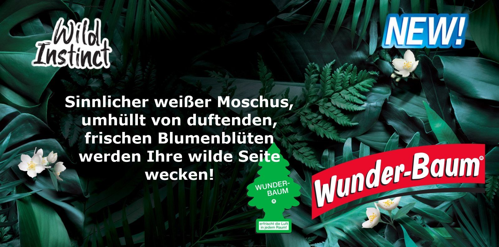 Kunstbaum 3er Duftbäumchen Wild Instinct Wunderbaum 3 Set Lufterfrischer, Wunder-Baum