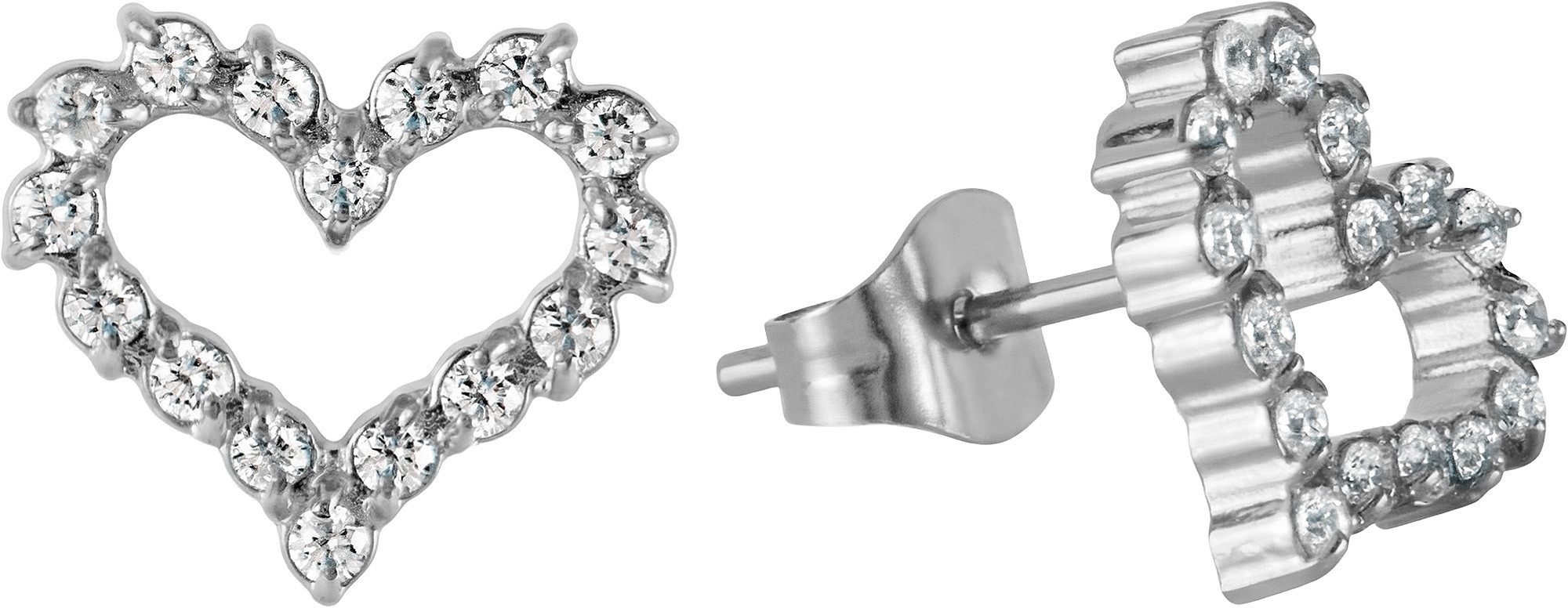 Jacques Lemans Paar Ohrstecker Herz, mit Zirkonia (synth)