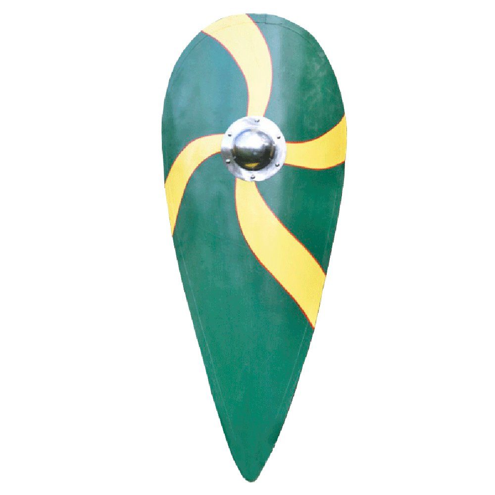 Battle Merchant Ritter-Kostüm Normannenschild, Holz, grün-gelb