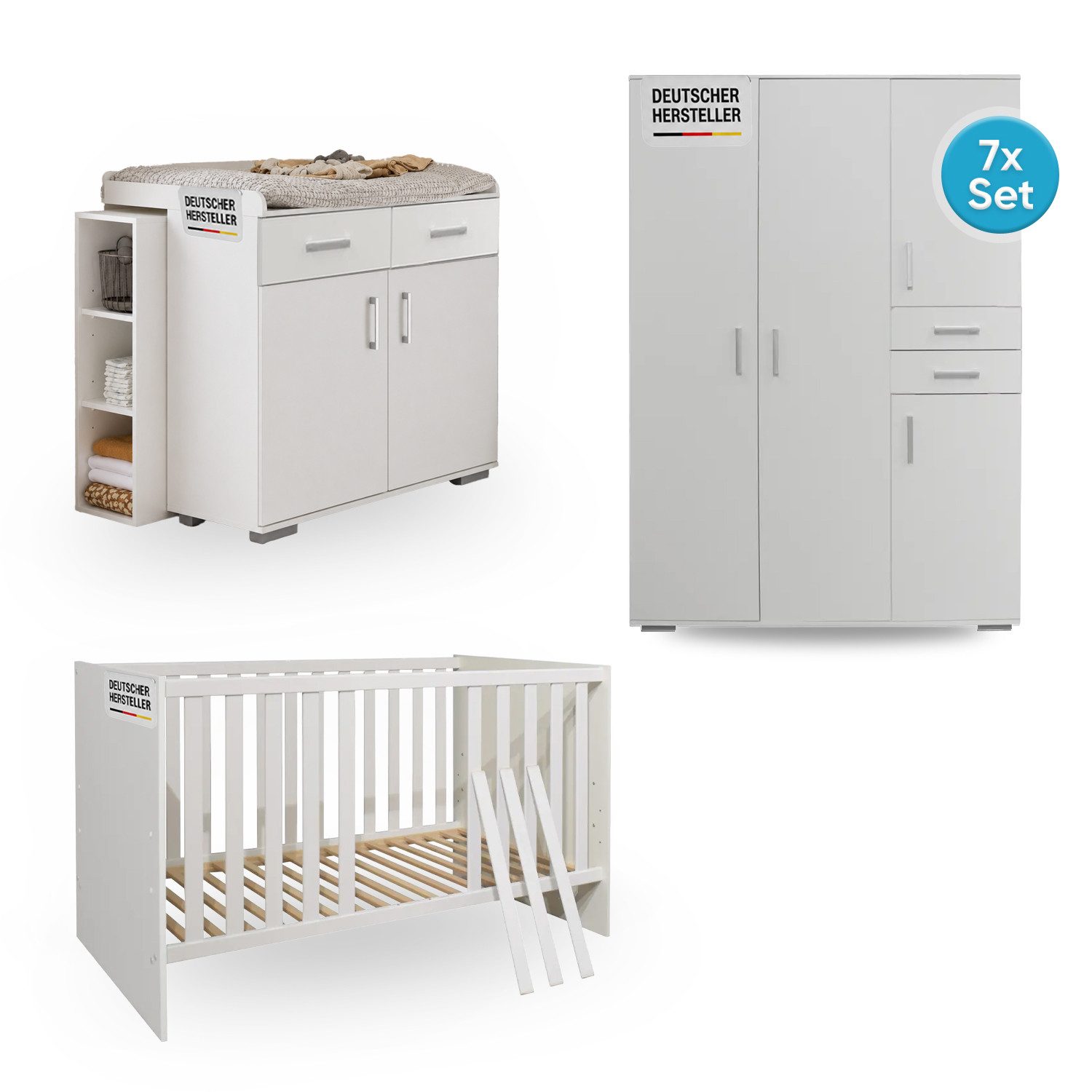 Storado Babymöbel-Set "Sienna" - Kinderzimmer Komplett-Set 7-teilig, Das Babyzimmer Sienna ist ein in Deutschland gefertigtes, 7-teiliges.