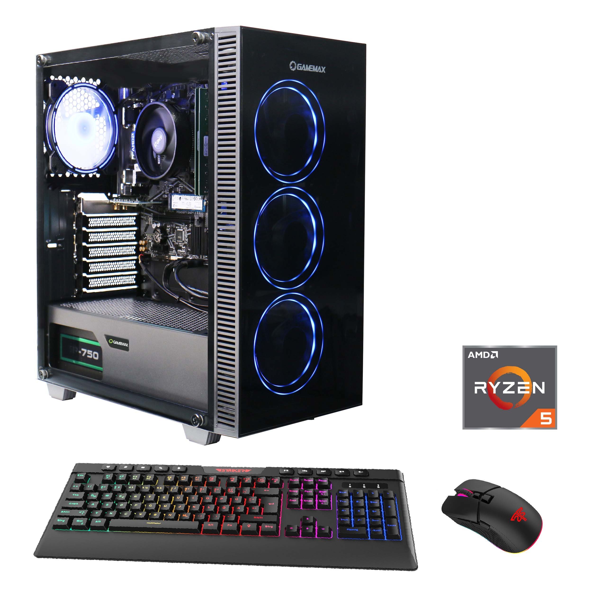 GAMEMAX Draco XD 7001 Gaming-PC (AMD Ryzen 5 5600G, 16 GB RAM, 2000 GB SSD, Luftkühlung, Windows 11) | alle PCs