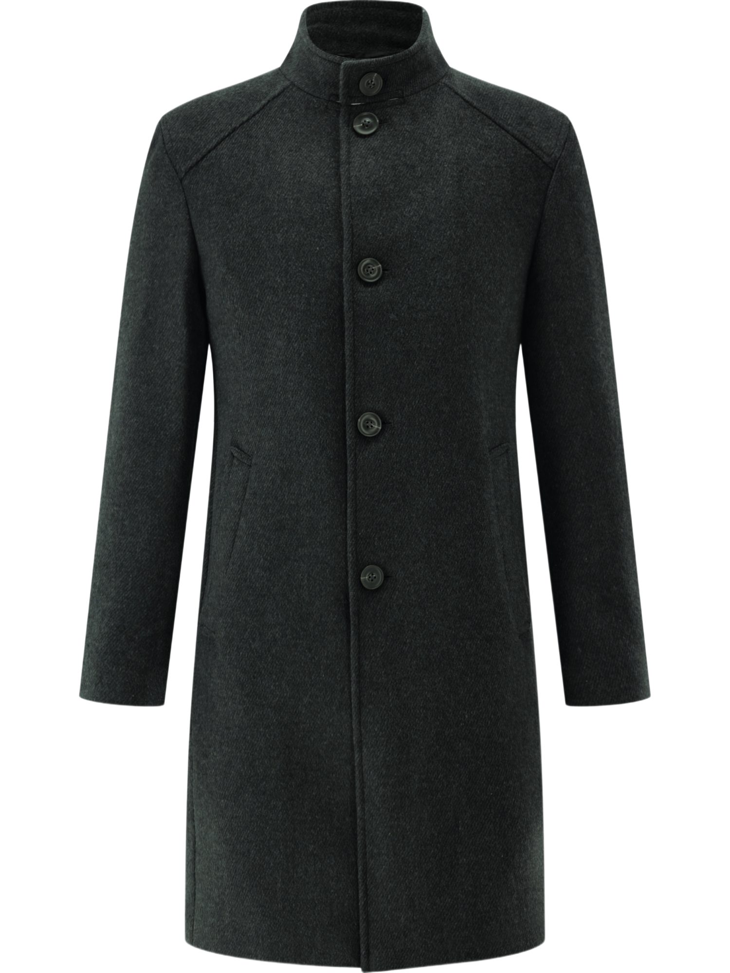 CG Club of Gents Langmantel schwarz,Outdoor,Polyester,Meliert,Stehkragen,Lang,Slim Fit