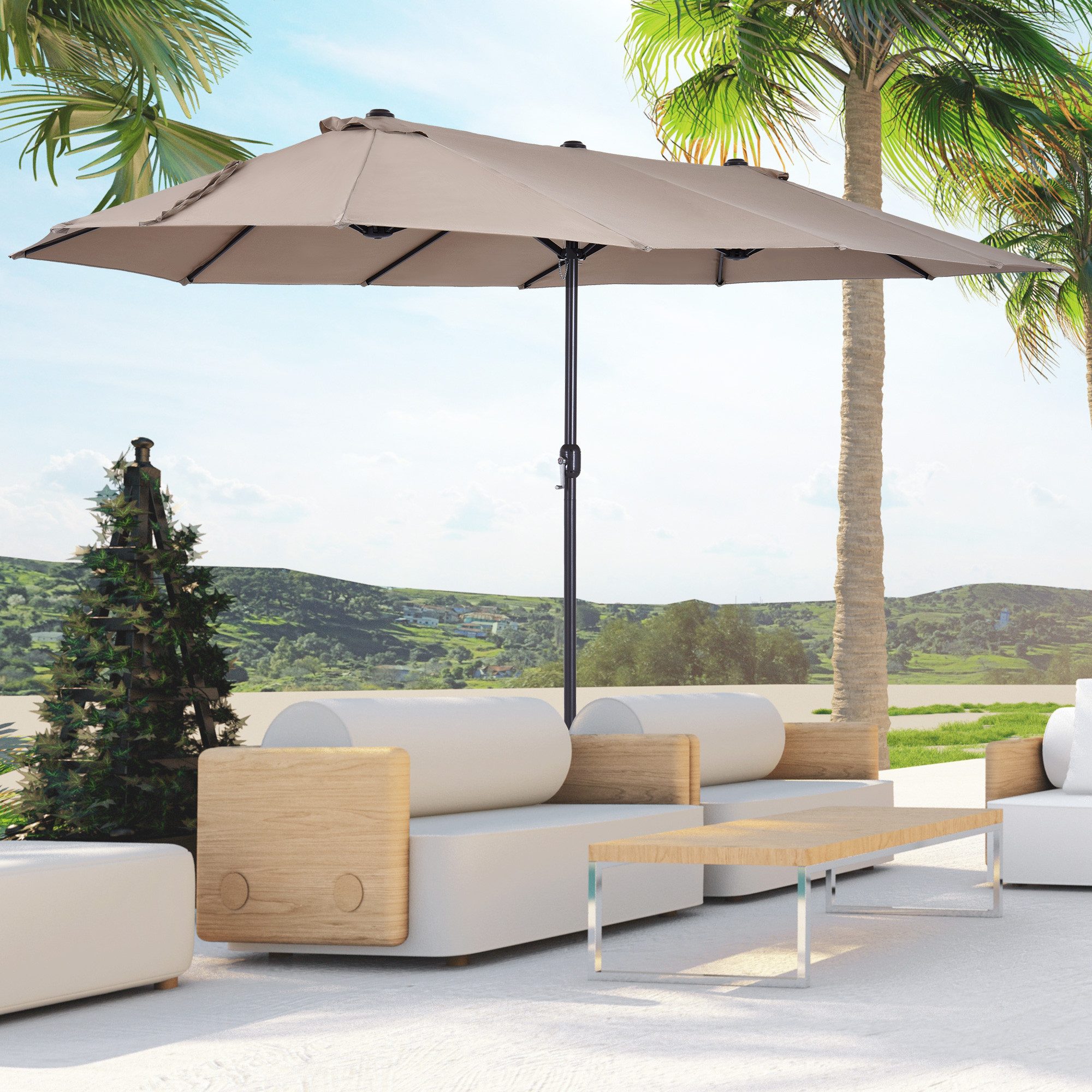 Outsunny Sonnenschirm Terrassenschirm mit Handkurbel, LxB: günstig online kaufen
