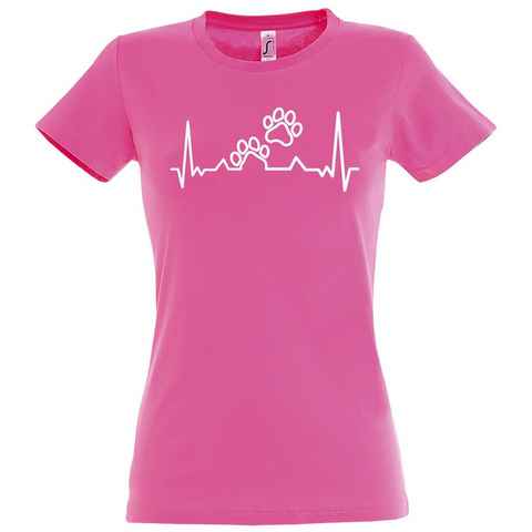 Youth Designz T-Shirt Heartbeat Hundepfoten Damen Shirt mit trendigem Frontprint