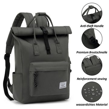 TAN.TOMI Cityrucksack Rucksack Damen Herren Tagesrucksack mit Laptopfach, Modern Rolltop Rucksack Daypack, Wasserdichter