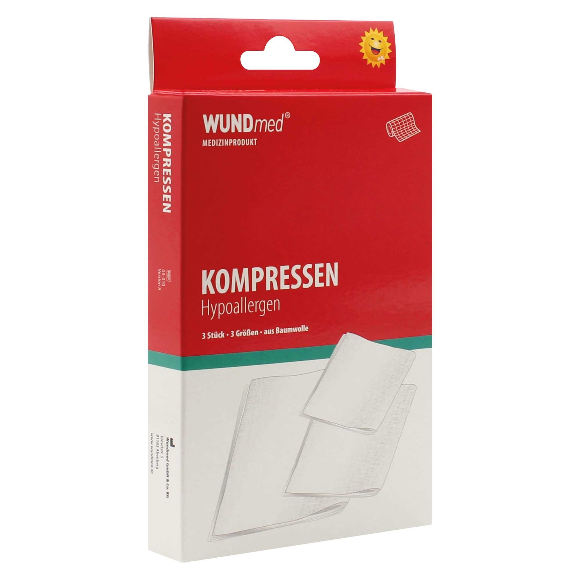 Wundmed Erste-Hilfe-Set WUNDmed® Kompressen unsteril 100% Baumwolle 3 Größen