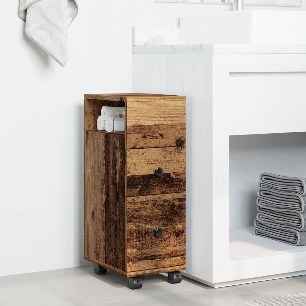 vidaXL Fächerschrank Badschrank Schmal mit Rollen günstig online kaufen