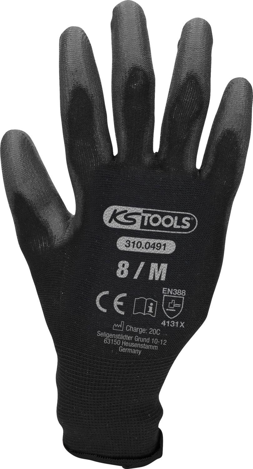 KS Tools Arbeitshandschuh-Set Mikro-Feinstrickhandschuhe-schwarz, 8, 12 Paar