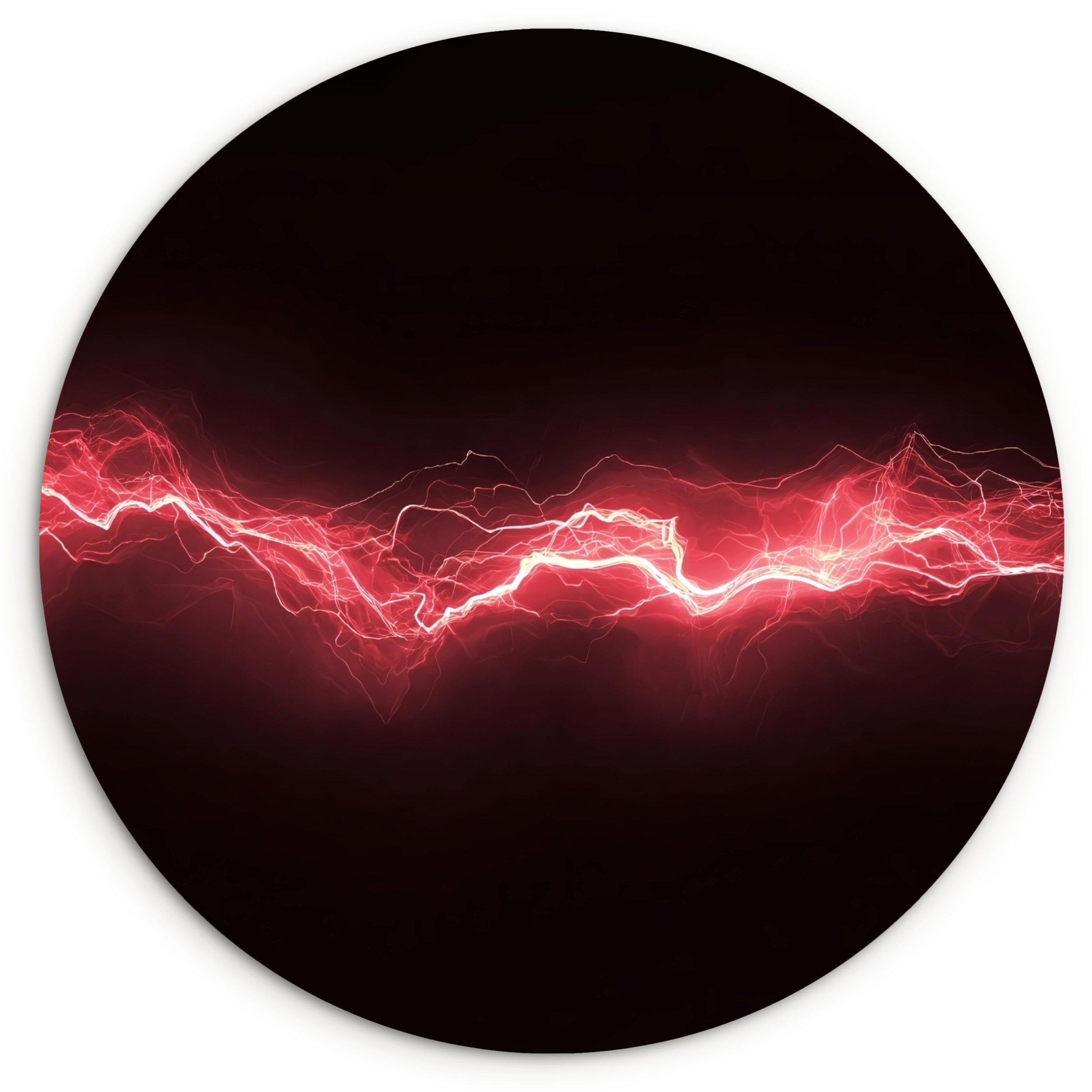 MuchoWow Gemälde Spiele - Rot - Elektrizität - Energie - Linie, Fotodruck (1 St), Kreis Wanddekoration, Rundes Wandbild, 30x30 cm