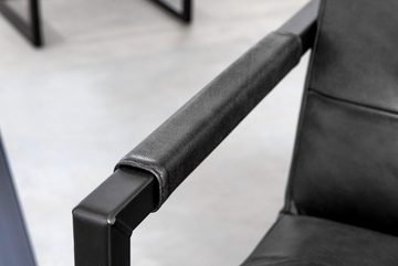 riess-ambiente Freischwinger GRAND BUFFALO anthrazit / schwarz (Einzelartikel, 1 St), Esszimmerstuhl · Leder · Metall · mit Armlehne · gepolstert · Design
