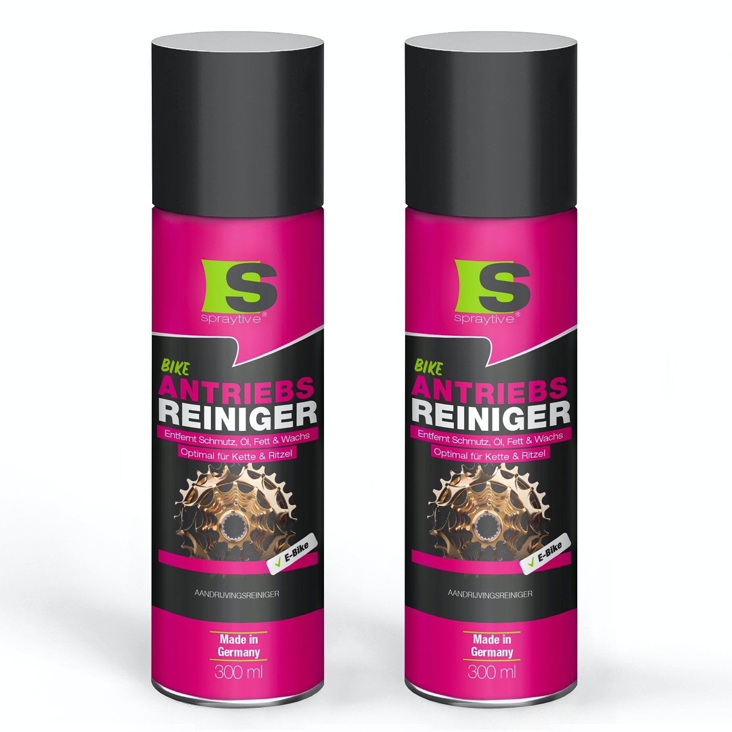 Spraytive 2x 300ml Antriebsreiniger Spray – Kettenreiniger für Fahrrad & E-Bike Flüssigreiniger (Made in Germany)