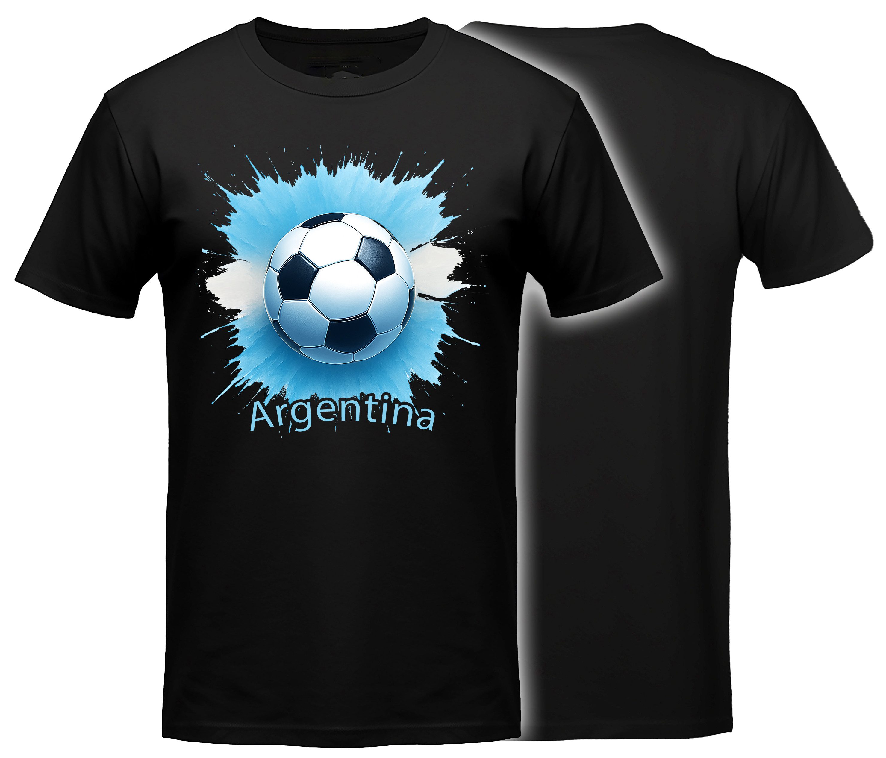 MyDesign24 T-Shirt Fussball Shirt - WM T-Shirt schwarz Herren und Damen Fussball kurzarm Argentinien Fan-Shirt i670