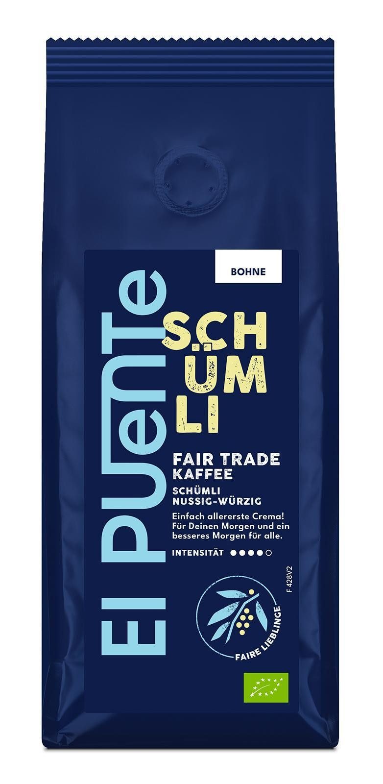 El Puente Kaffee Schümli - Bio-Kaffeebohnen 250 g, Fair Trade, Vegan, Bio, Handmade