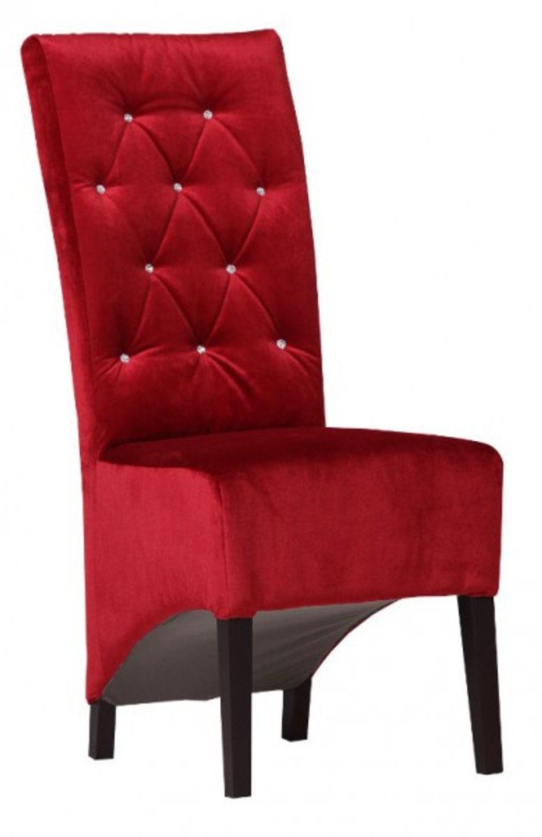 Esszimmerstuhl Designer Chesterfield Esszimmer Stuhl Bordeaux Rot / Schwarz mit Bling Bling Glitzersteinen
