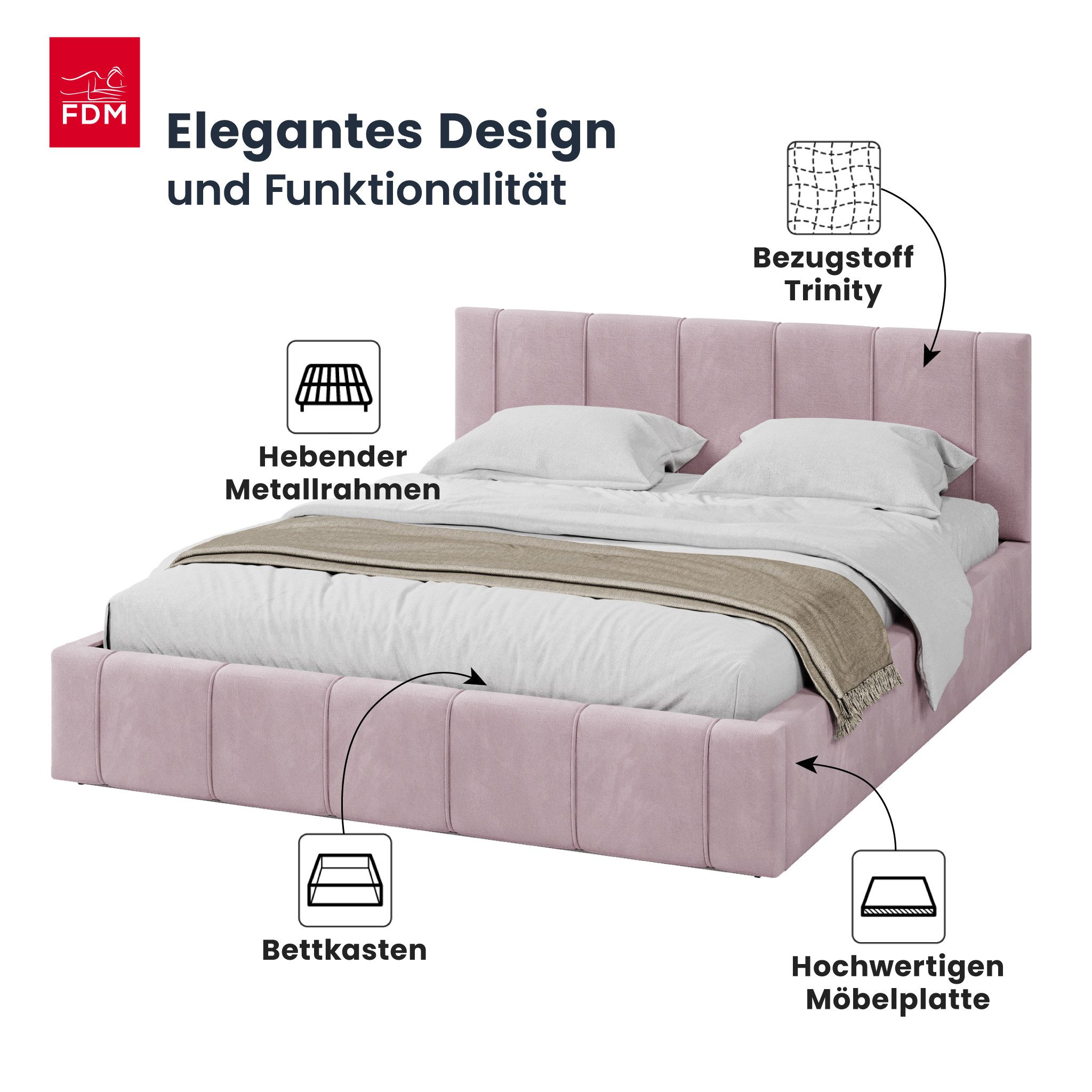 FDM Polsterbett FLORIDA Bettgestell 90x200, 120x200, günstig online kaufen