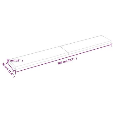 furnicato Wandregal Dunkelbraun 200x30x(2-4)cm Massivholz Eiche Behandelt