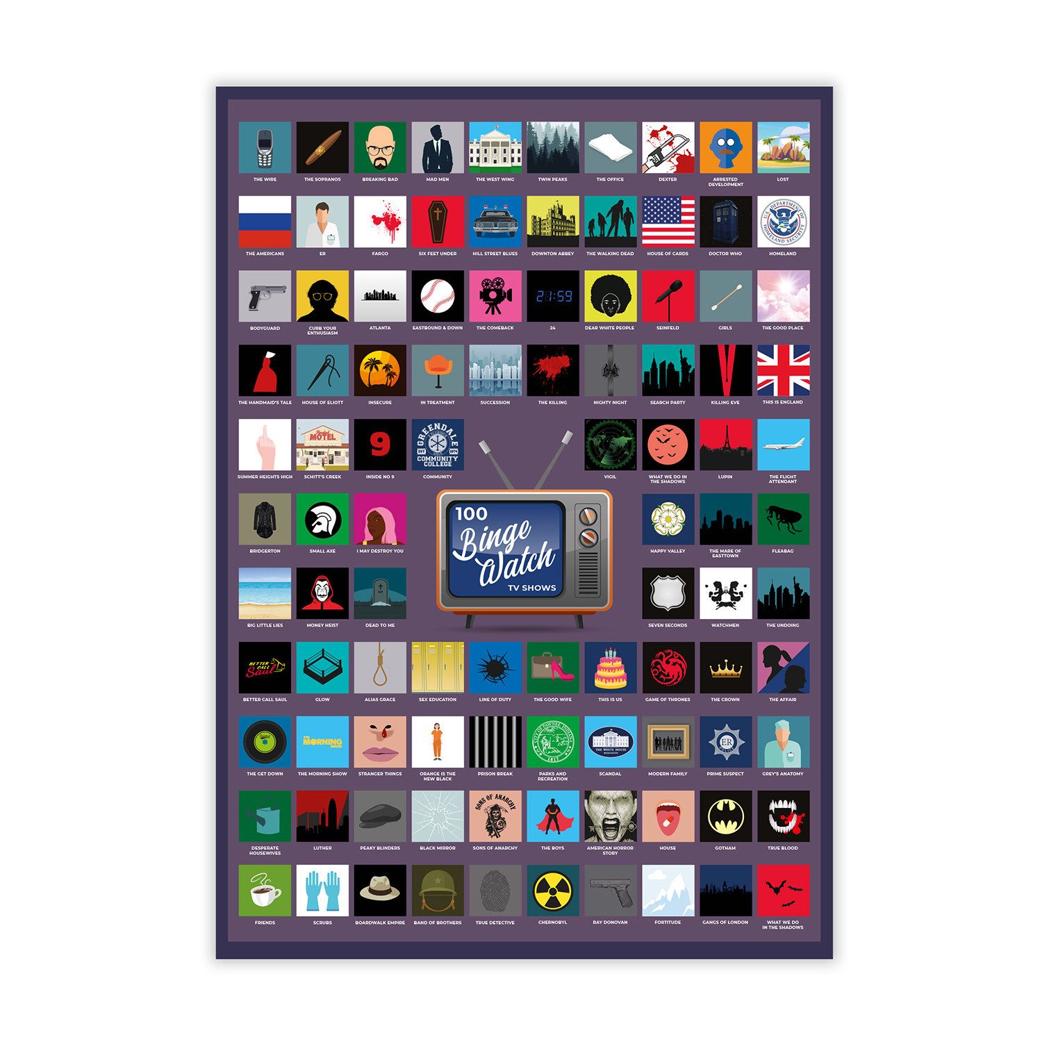 Mad Monkey Poster Mad Monkey Top 100 Serien Scratch Poster – Geschenk für Serienjunkies