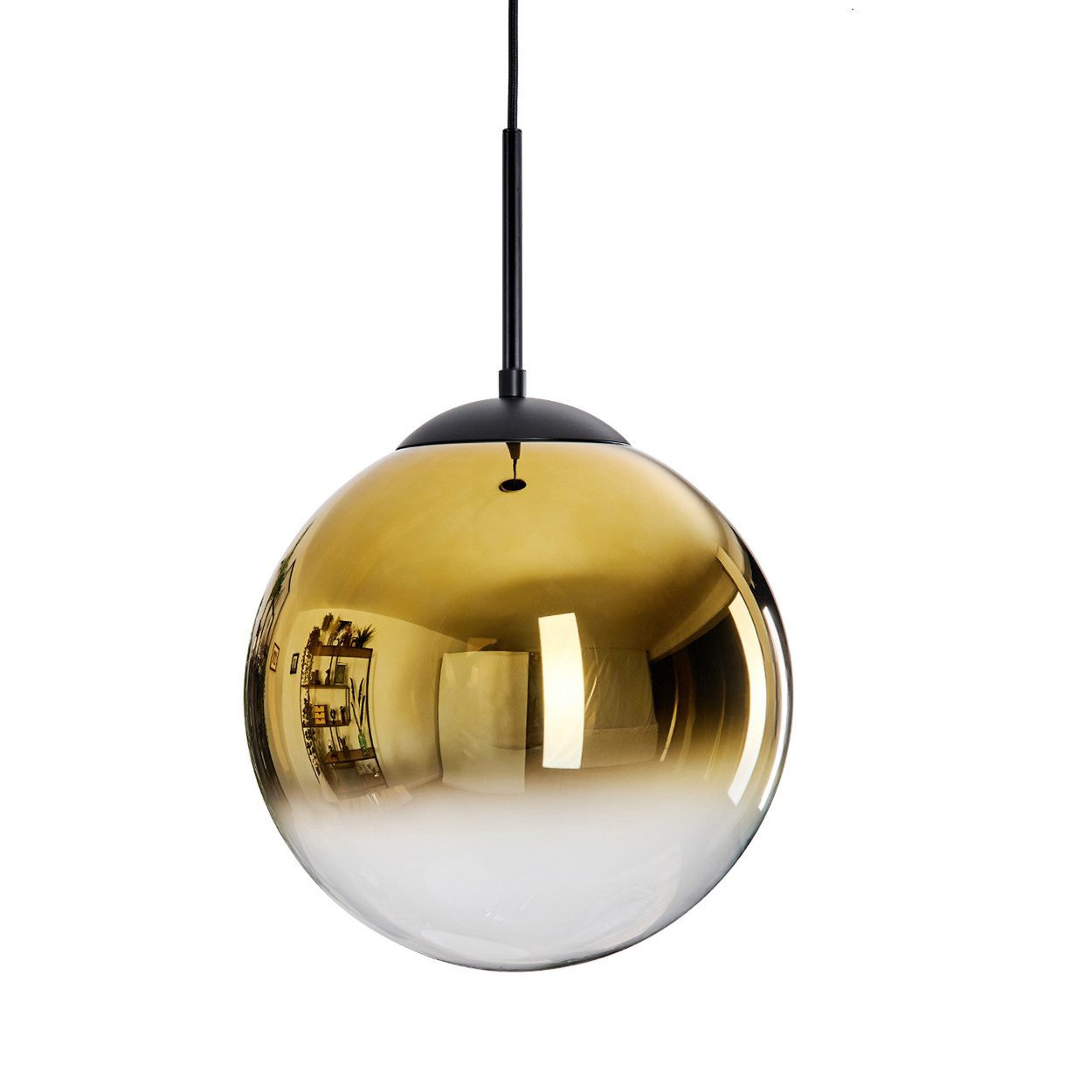 hofstein Hängeleuchte moderne vintage Hängelampe aus Metall/Glas in Schwarz/Goldfarben/Klar, ohne Leuchtmittel