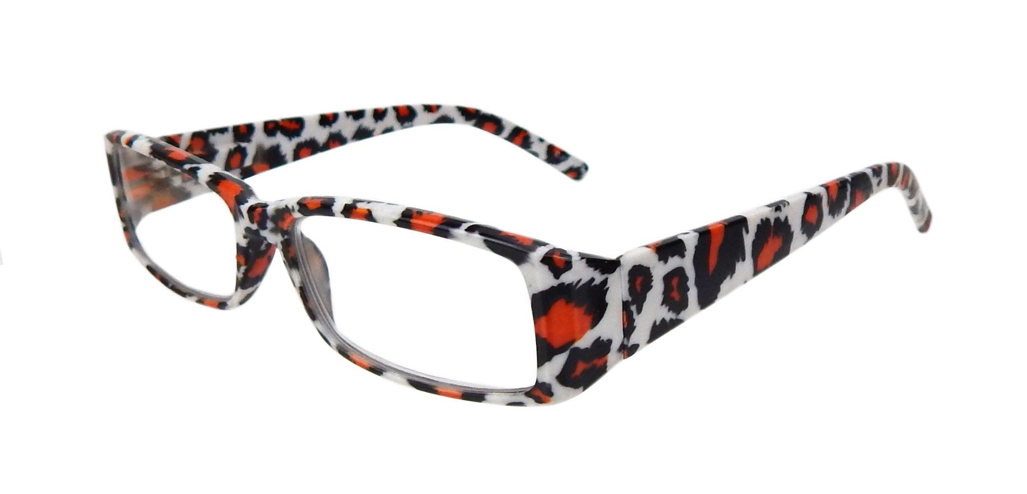 Ella Jonte Lesebrille, Leopard weiß orange schwarz mit Etui und Band