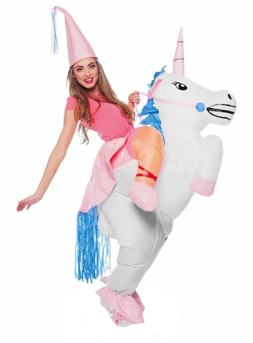 Metamorph Kostüm Einhorn-Reiter Aufblasbares Kostüm, Lustiges Reiterkostüm mit eingebautem Gebläse