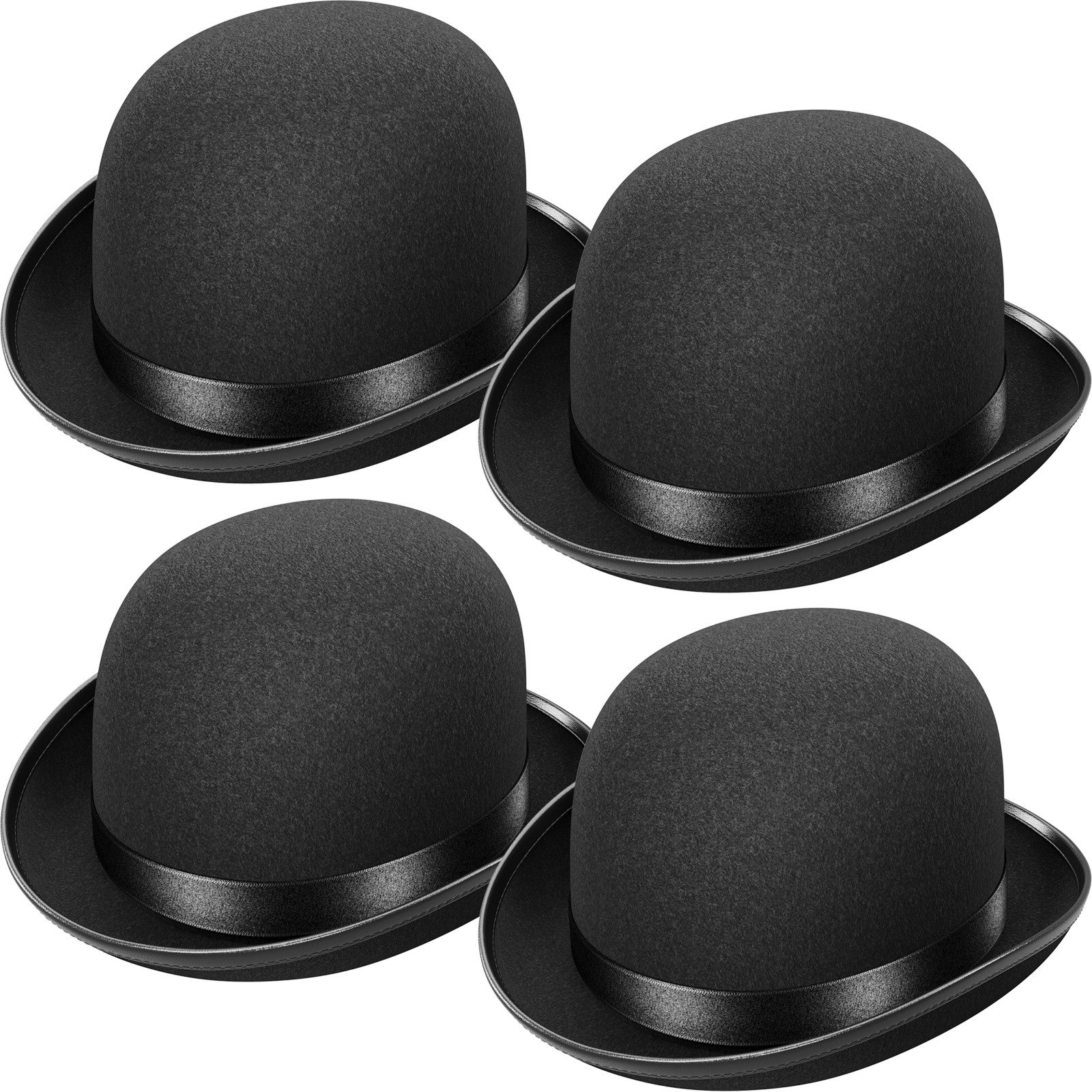 Wellgro Zylinder 4x Hut Melone schwarz mit Satinband für Erwachsene günstig online kaufen