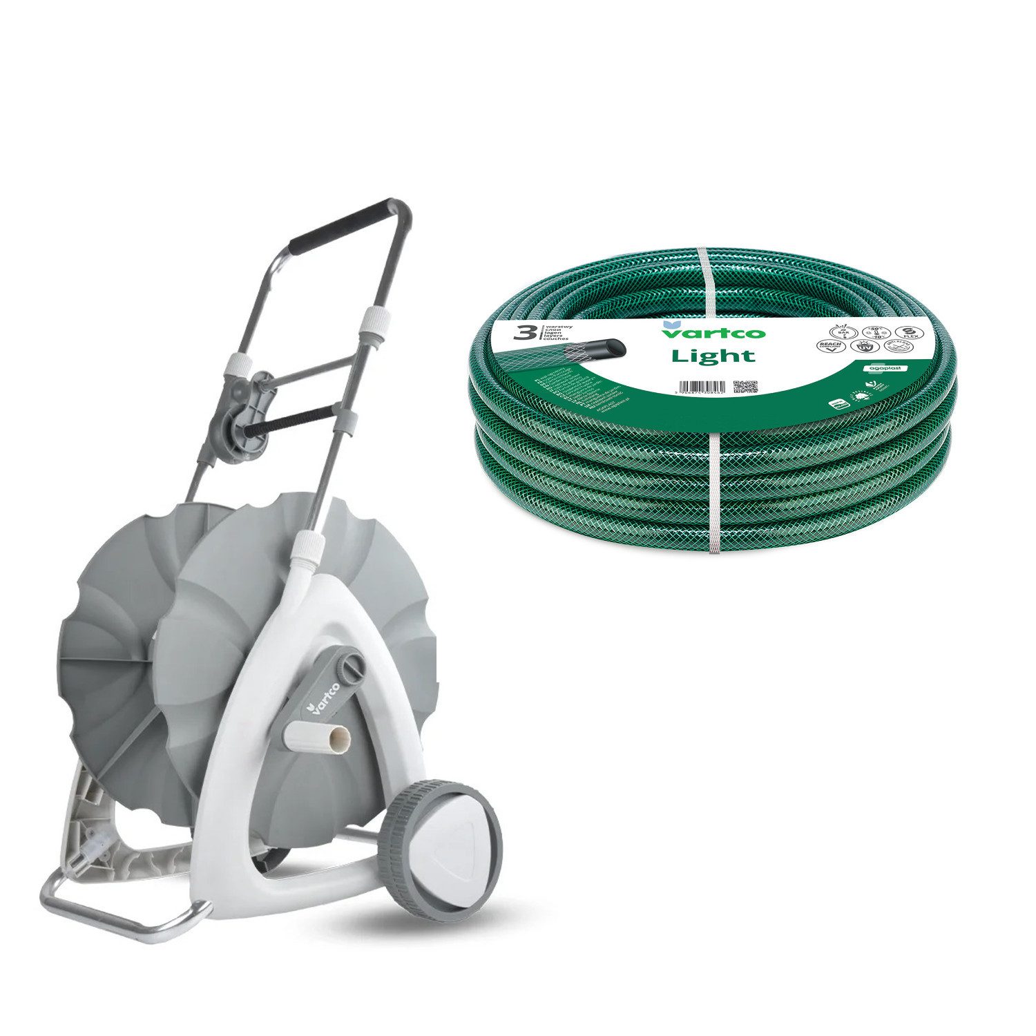 Vartco Schlauchwagen Light-Schlauchsatz 1/2'' 15 m + Rollwagen, Gartenschlauchwagen + Gartenschlauch