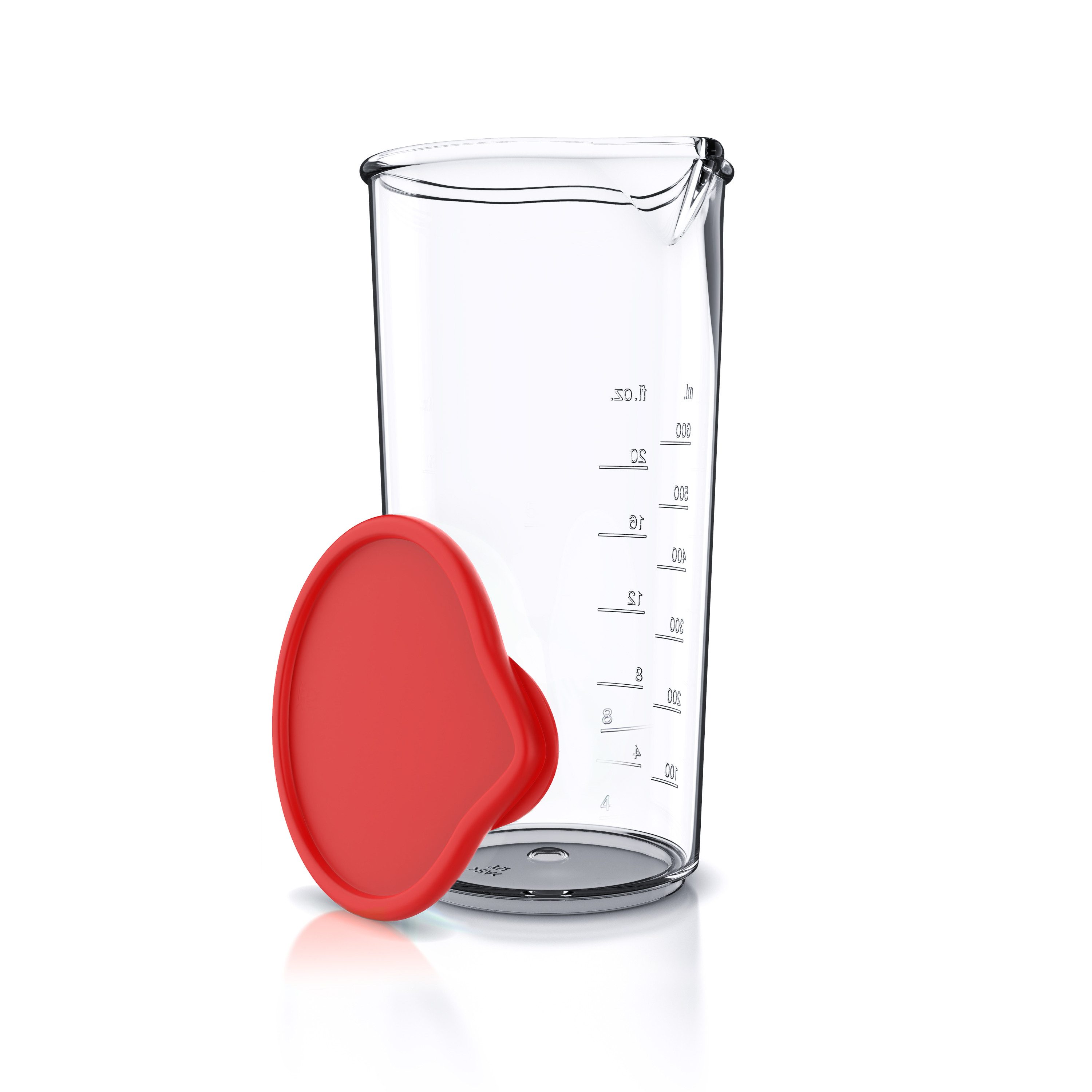 Arendo Messbecher mit Deckel, 600ml, 20 Unzen, Klarsichtbecher, Mixbecher aus Kunststoff, Kunststoff, (1-St), ideal für elektrische Handmixer, Stabmixer & Handrührer, BPA-frei