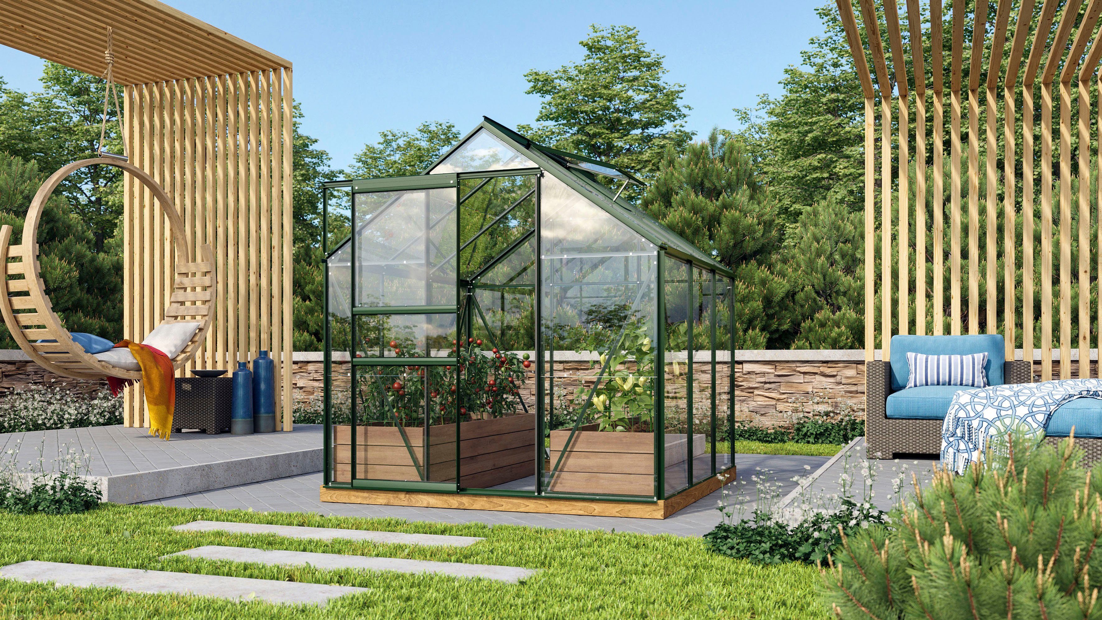 Vitavia Gewächshaus Venus 3800, BxTxH: 195 x 195 x 197 cm, 3 mm Wandstärke, Alu-Profile, 3 mm Sicherheitsglas
