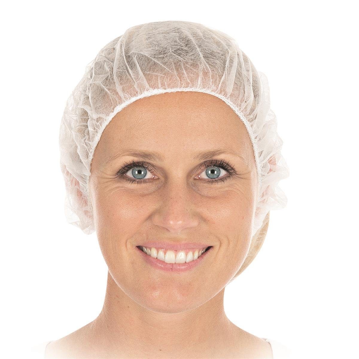 HYGOSTAR Baumwollhandschuhe 10x Hygostar 1264 Baretthauben Bettina weiß ø 53 cm PP Spenderbox