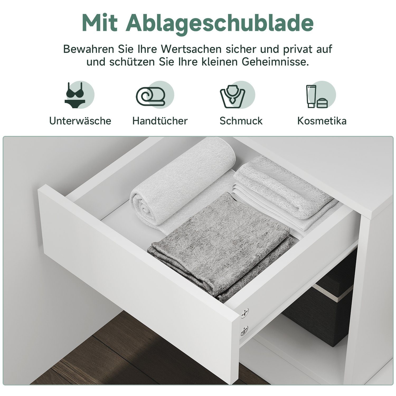 weiss Funktionalität, Breit Geringe Größe, Kleiderschrank SONNI spiegel kinderzimmer,80cm volle und Drehtürenschrank mit schubladen, 76x47x180cm,hochglanz