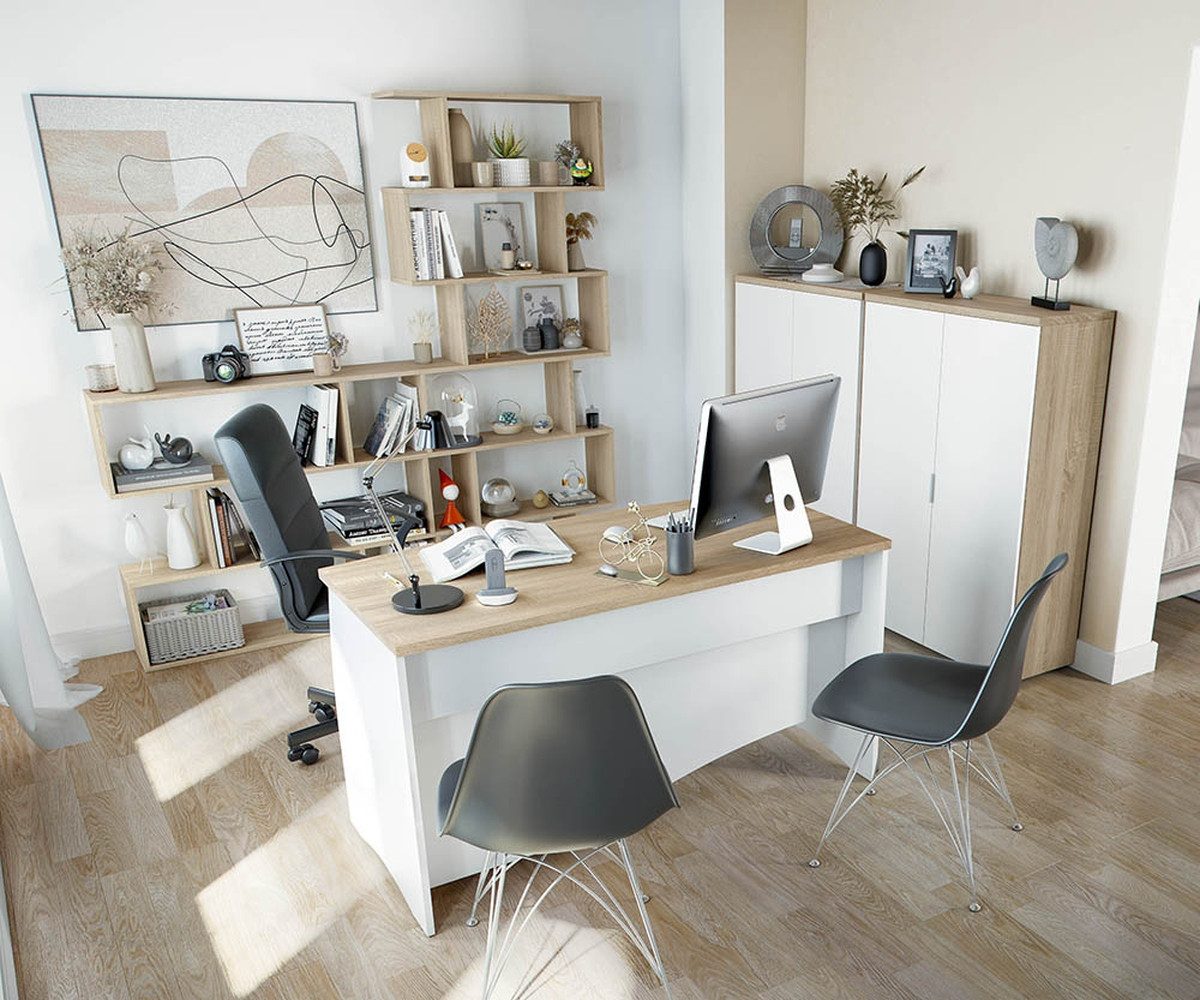 freiraum Büromöbel-Set OFFICE, (Büromöbel-Set, 2-tlg., mm), (Büromöbel-Set) in Canadian Eiche/Artik Weiß