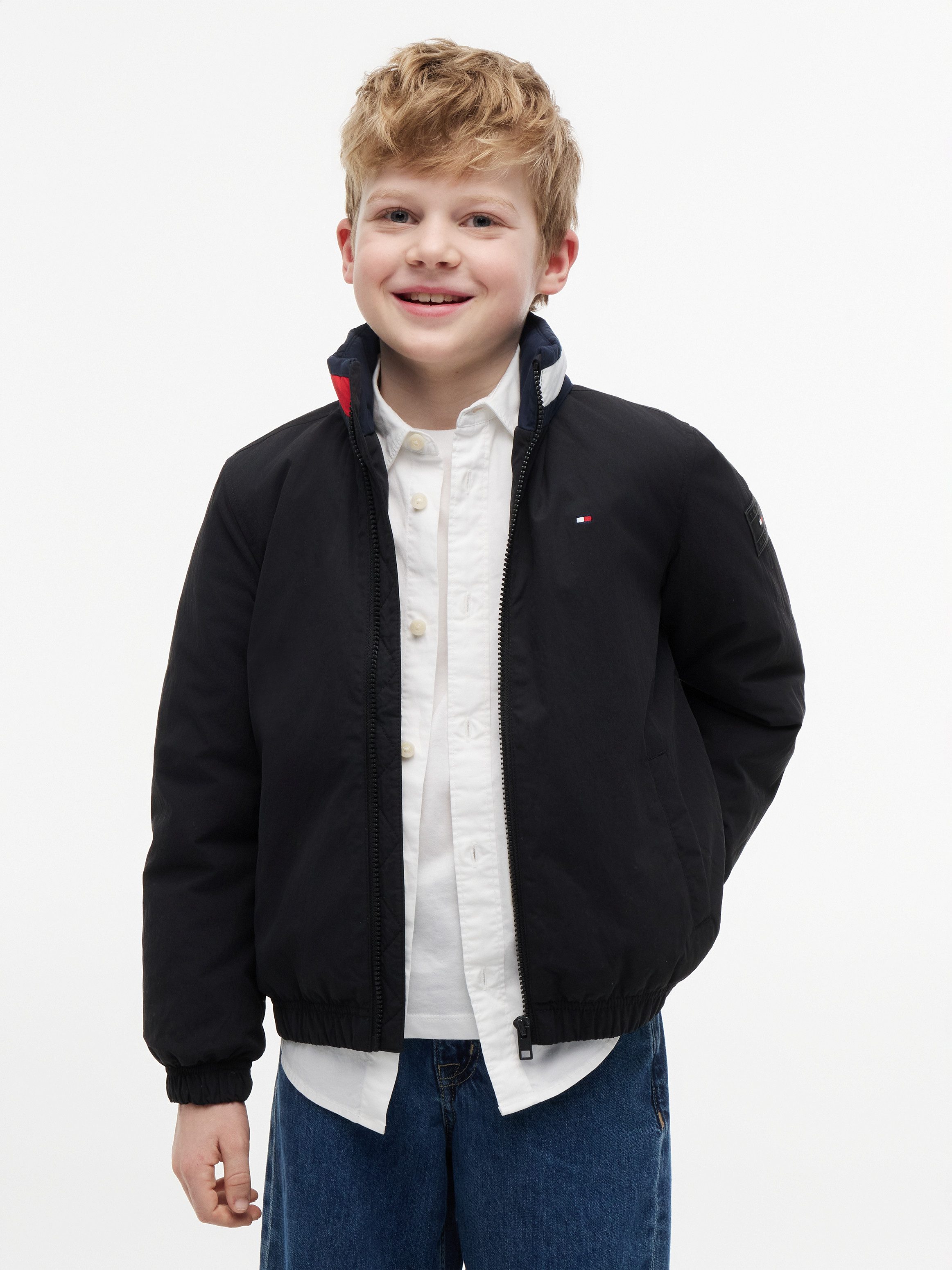 Tommy Hilfiger Blouson Kapuze im Kragen verstaubar, Regular Fit, Kinder bis 16 Jahre