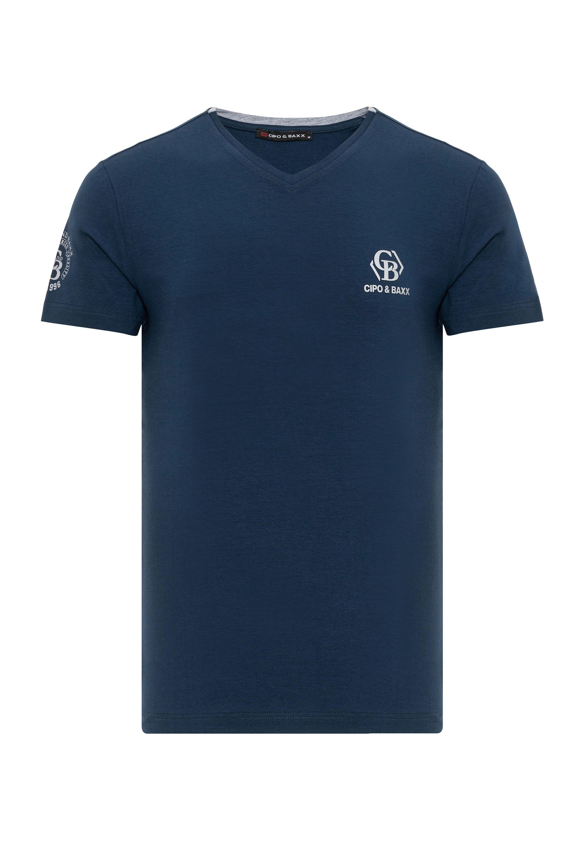 T-Shirt Markenlogos Baxx Cipo & mit dezenten blau