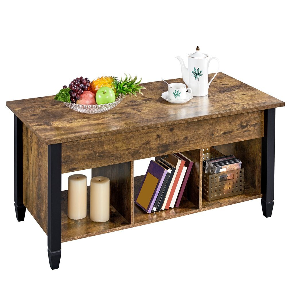 Yaheetech Couchtisch Höhenverstellbarer Sofatisch, Kaffeetisch mit Versteck günstig online kaufen