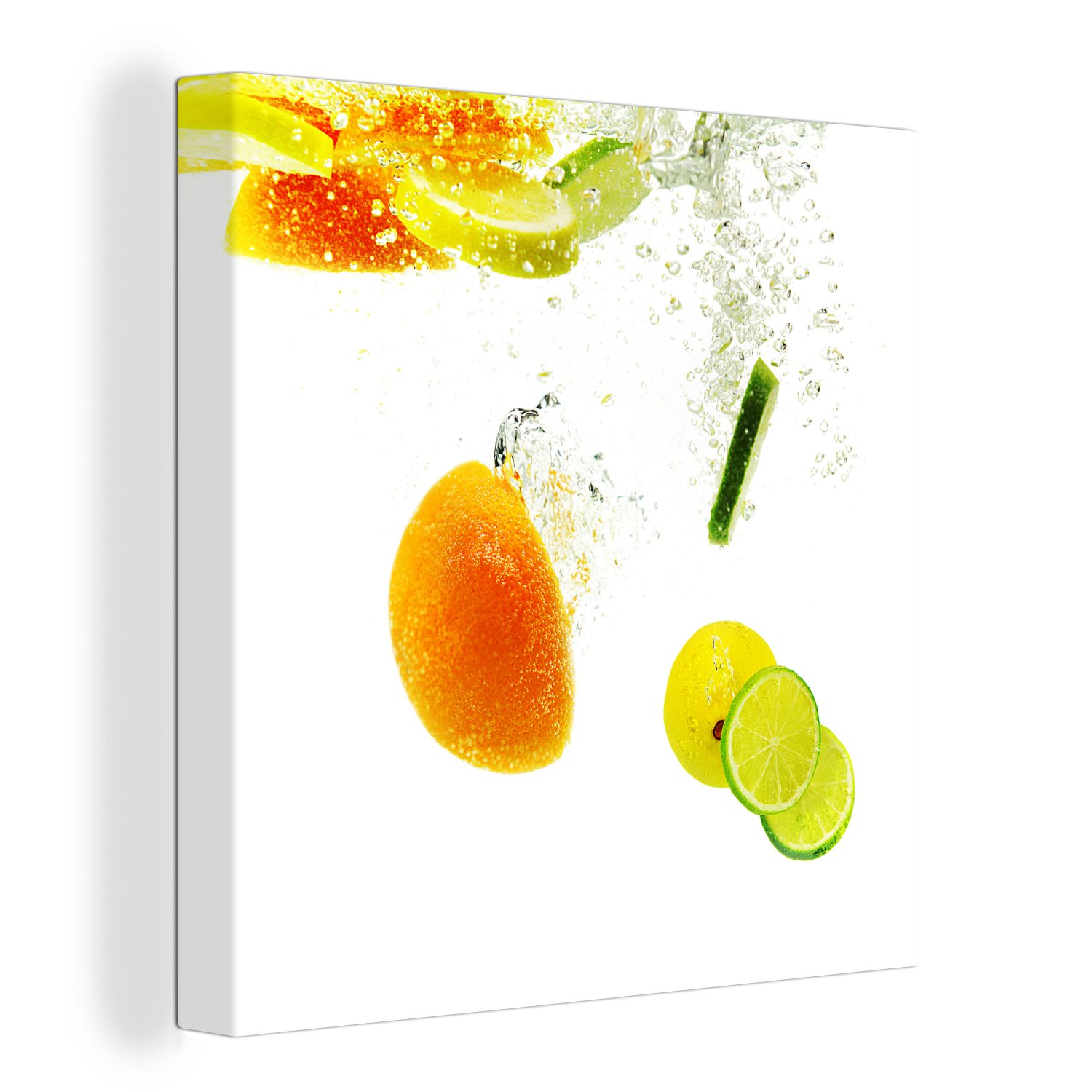 OneMillionCanvasses® Leinwandbild Wasser - Frisch - Obst, (1 St), Leinwand Bilder für Wohnzimmer Schlafzimmer