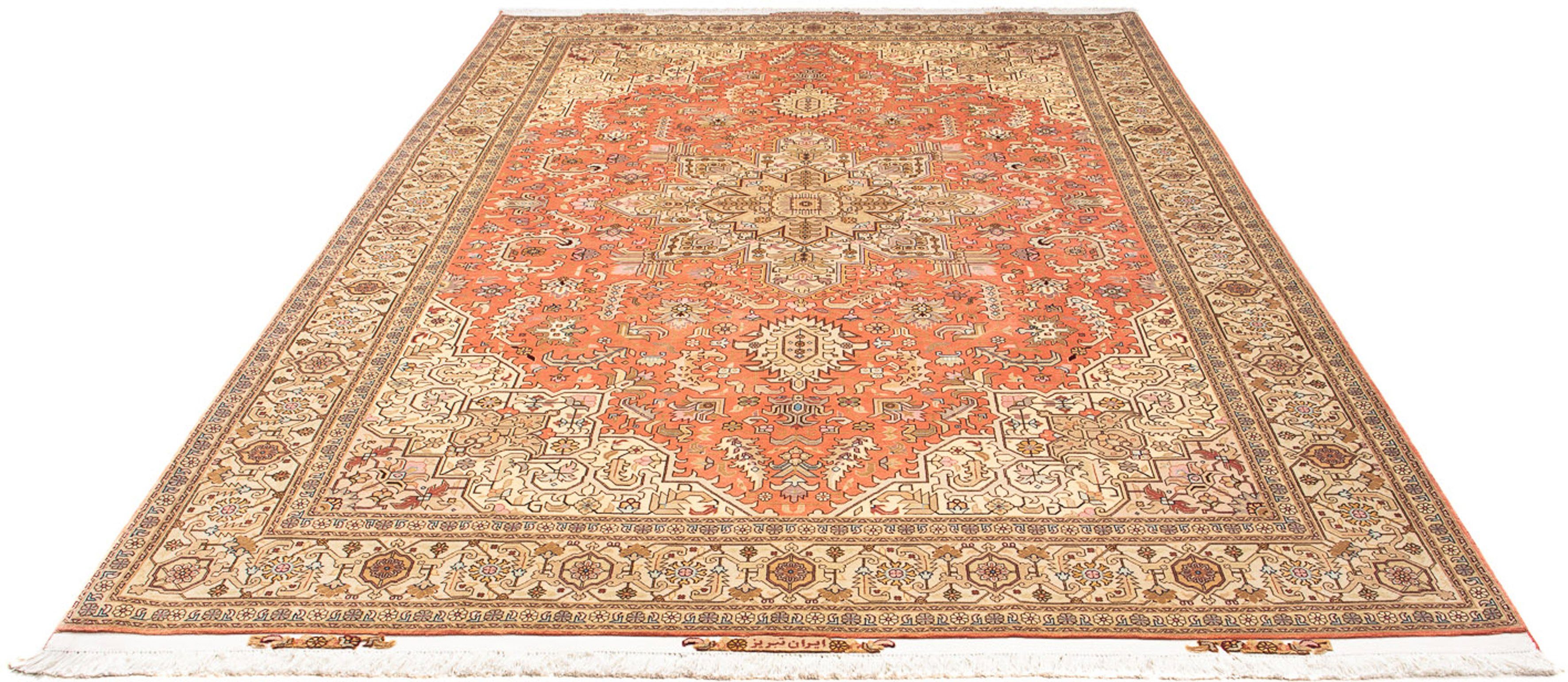 Orientteppich Perser - Täbriz - Royal - 312 x 202 cm - hellrot, morgenland, rechteckig, Höhe: 7 mm, Wohnzimmer, Handgeknüpft, Einzelstück mit Zertifikat