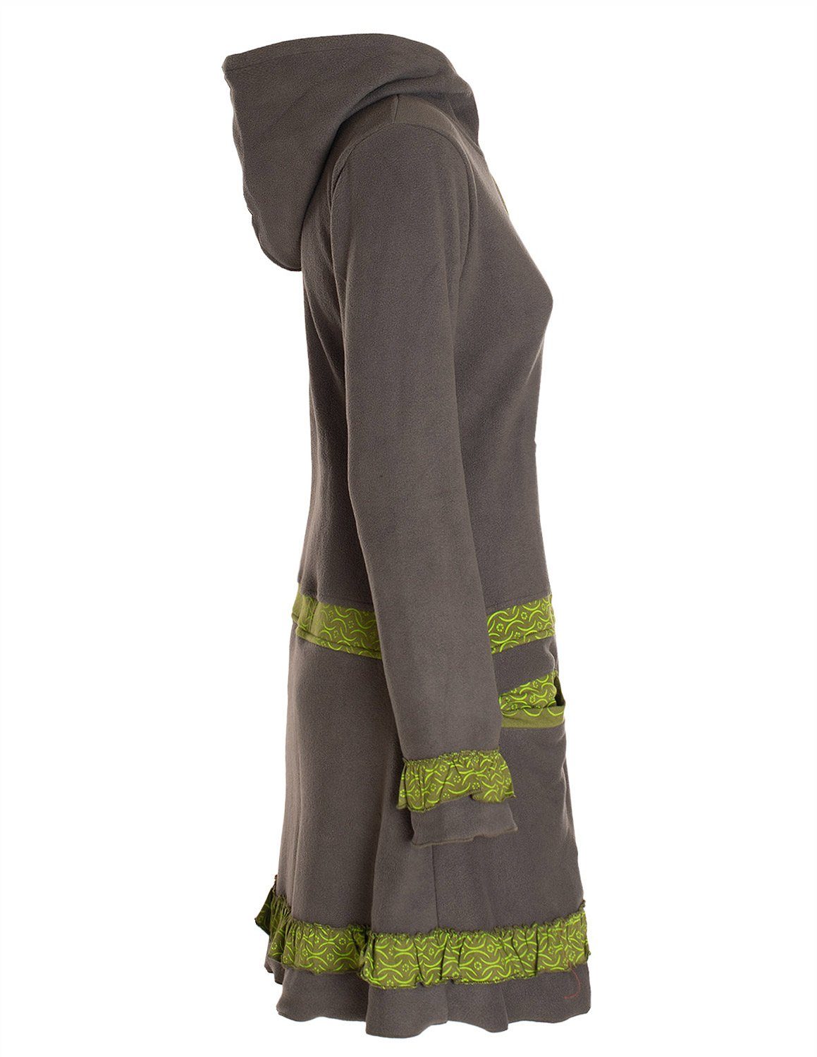 Vishes Kurzmantel Lange Fleecejacke Fleecemantel Übergangsjacke ECO-Fleece Goa, Hippie, Elfen Style