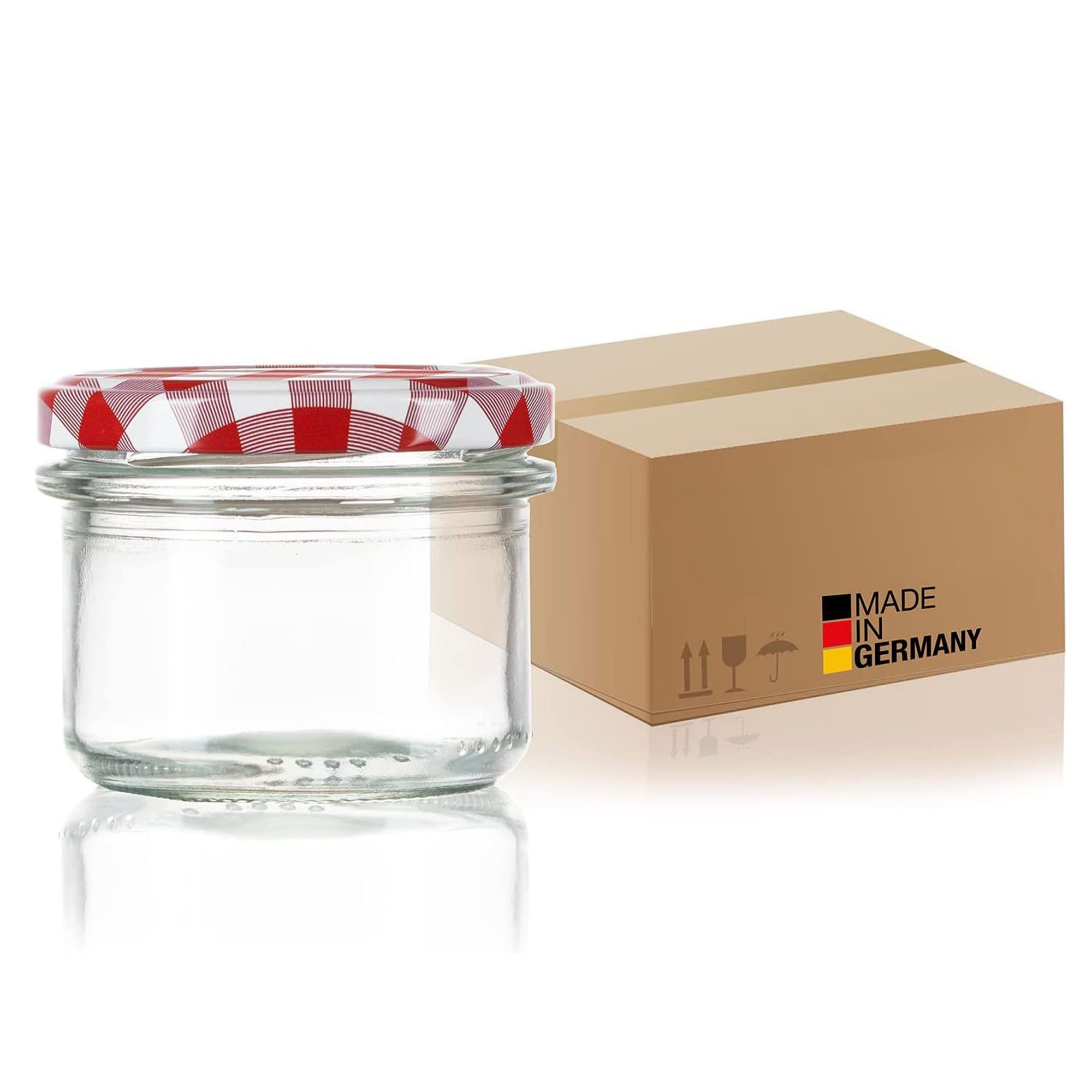 BigDean Einmachglas 230ml Sturzgläser Einkochgläser TO 82 Made in Germany, Glas, (Set, 36-tlg., Sturzgläser + Deckel), Einweck Glas, Luftdicht, Lebensmittelecht Aromaneutral