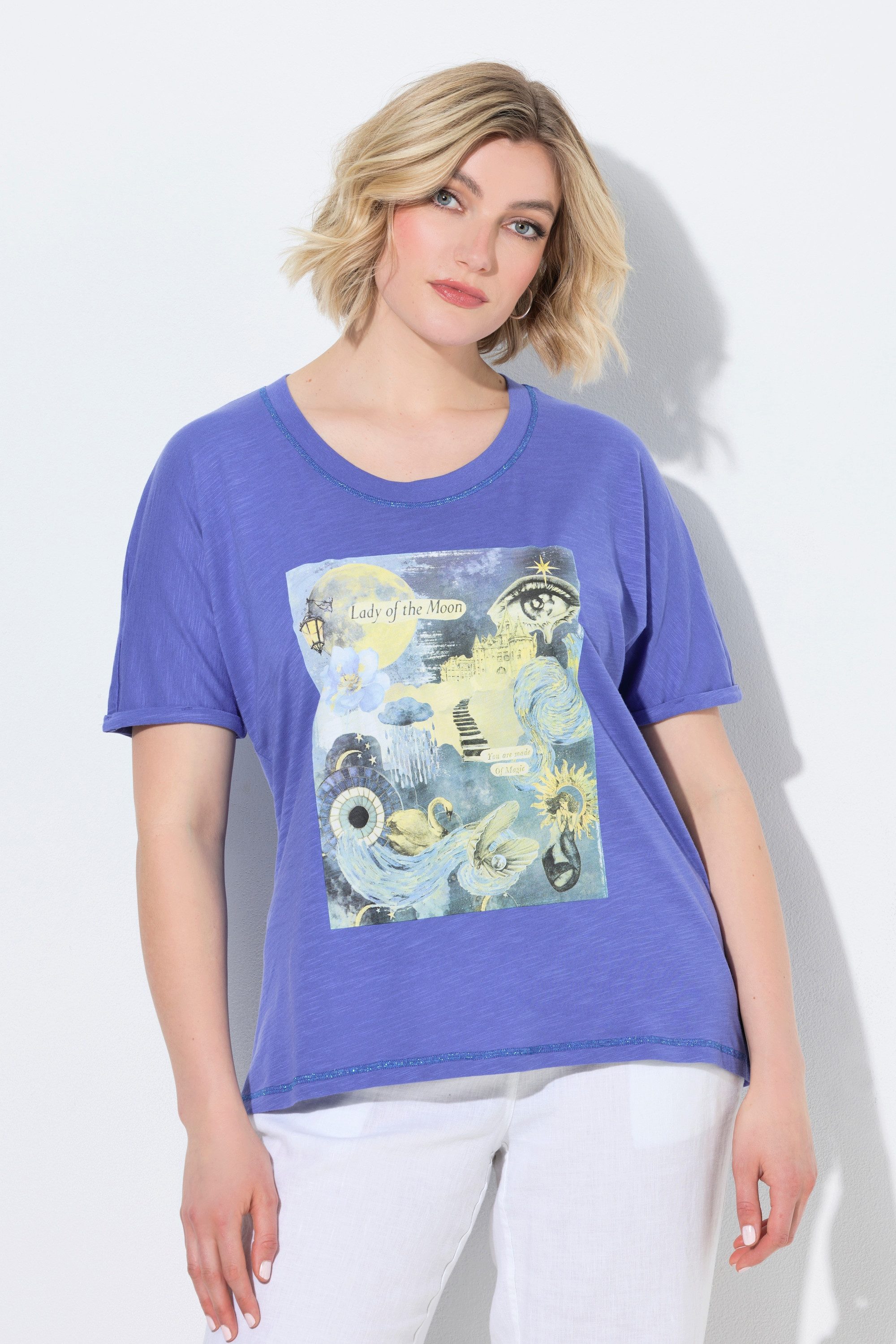 Ulla Popken T-Shirt T-Shirt Oversized Rundhals Halbarm Modalmix