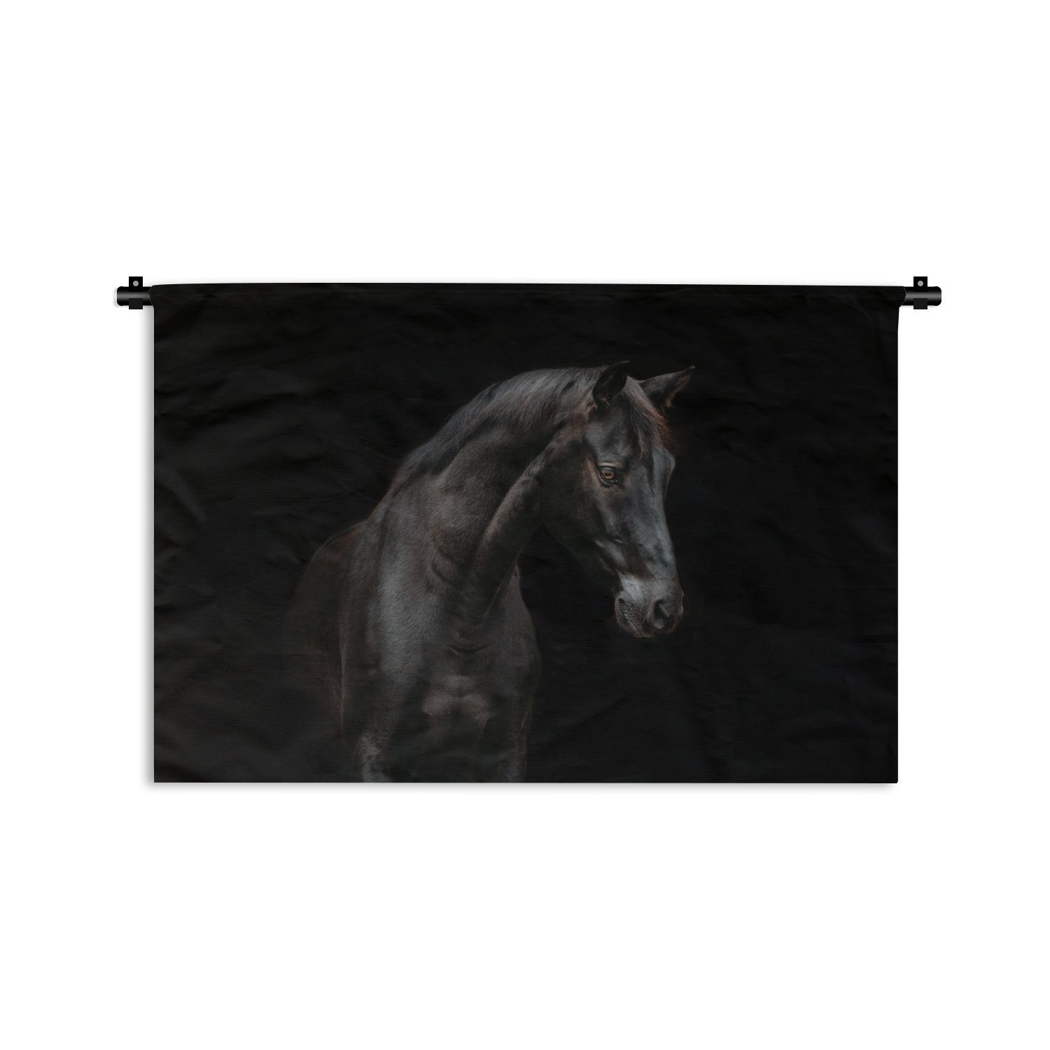 für Pferd Tiere - - Kleid, Wanddekoobjekt MuchoWow Schwarz Kinderzimmer Wohnzimmer, - Wanddeko Schlafzimmer, Porträt, Wandbehang,